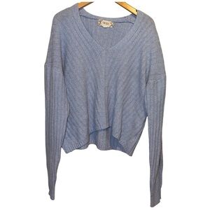 Pink Rose Light Blue V-Neck Sweater